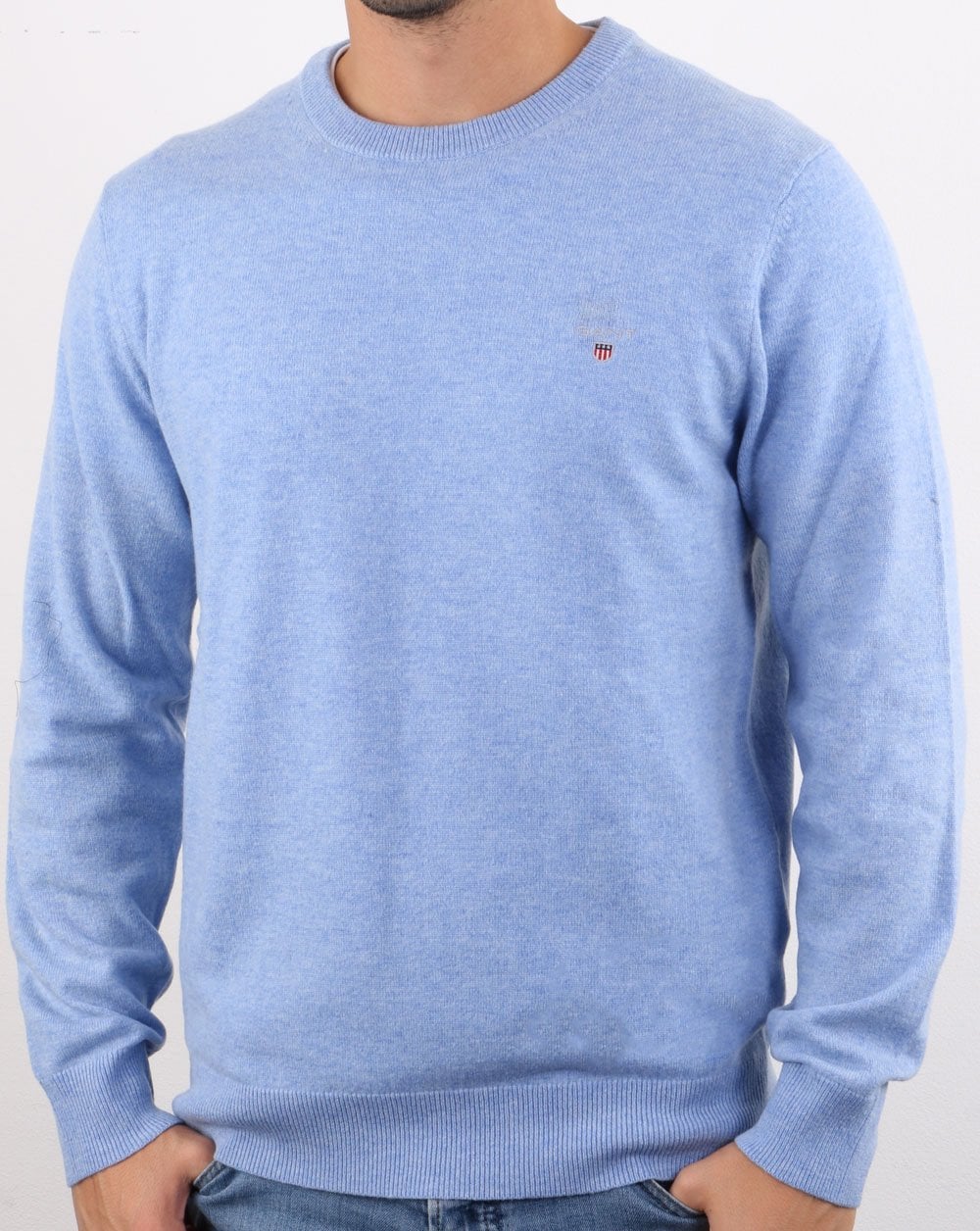 Gant Lambswool Crew Neck Jumper Lake Blue