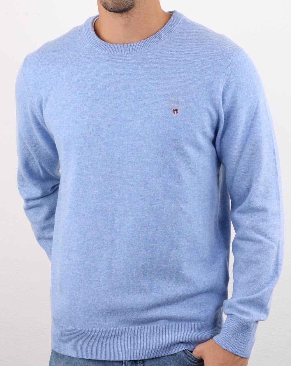 Gant Lambswool Crew Neck Jumper Lake Blue