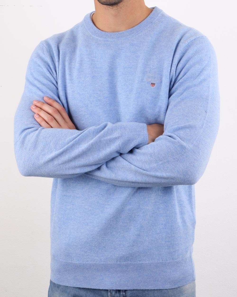 Gant Lambswool Crew Neck Jumper Lake Blue