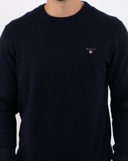 Gant Lambswool Crew Neck Jumper Navy