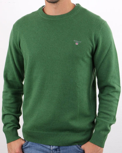 Gant Lambswool Crew Neck Jumper Green