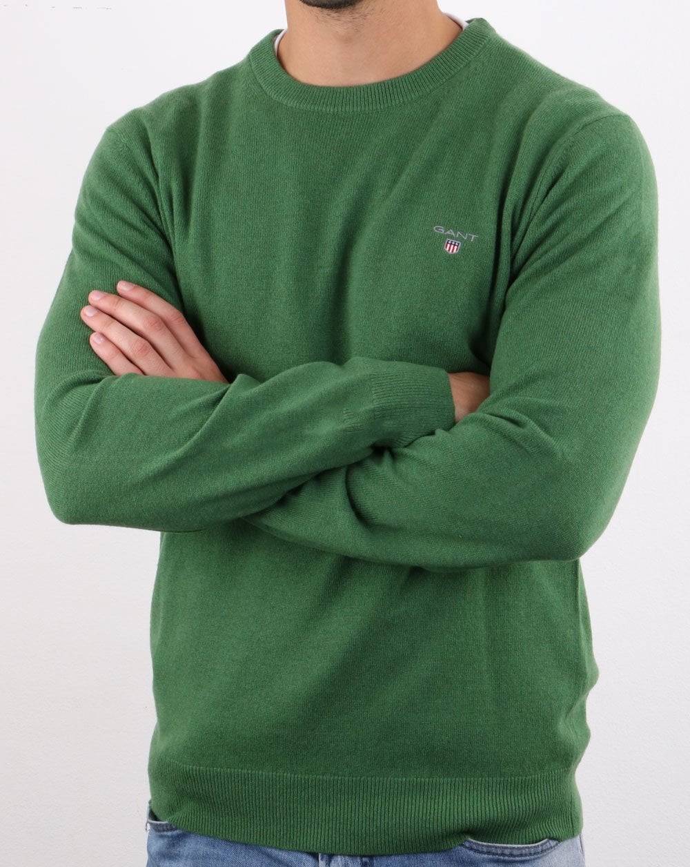 Gant Lambswool Crew Neck Jumper Green