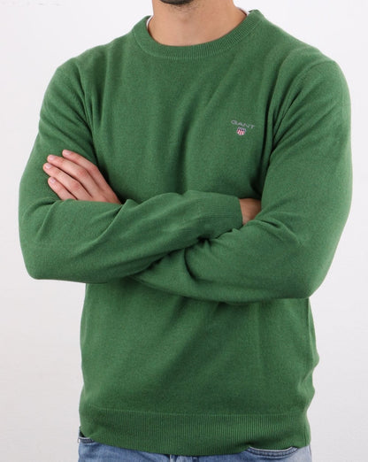 Gant Lambswool Crew Neck Jumper Green