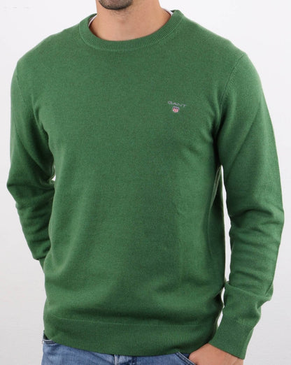 Gant Lambswool Crew Neck Jumper Green