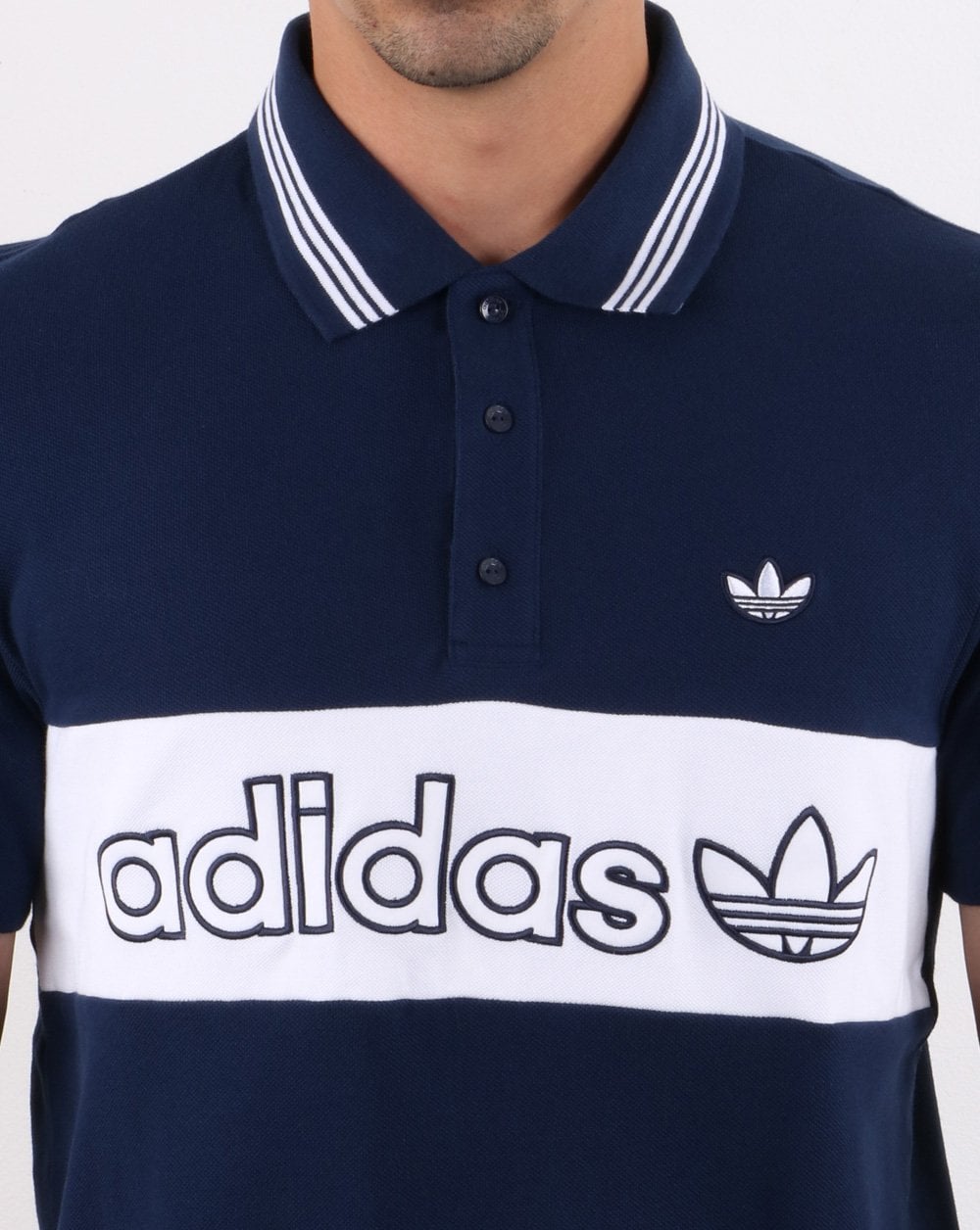 Adidas Originals Stripe Polo Shirt Navy