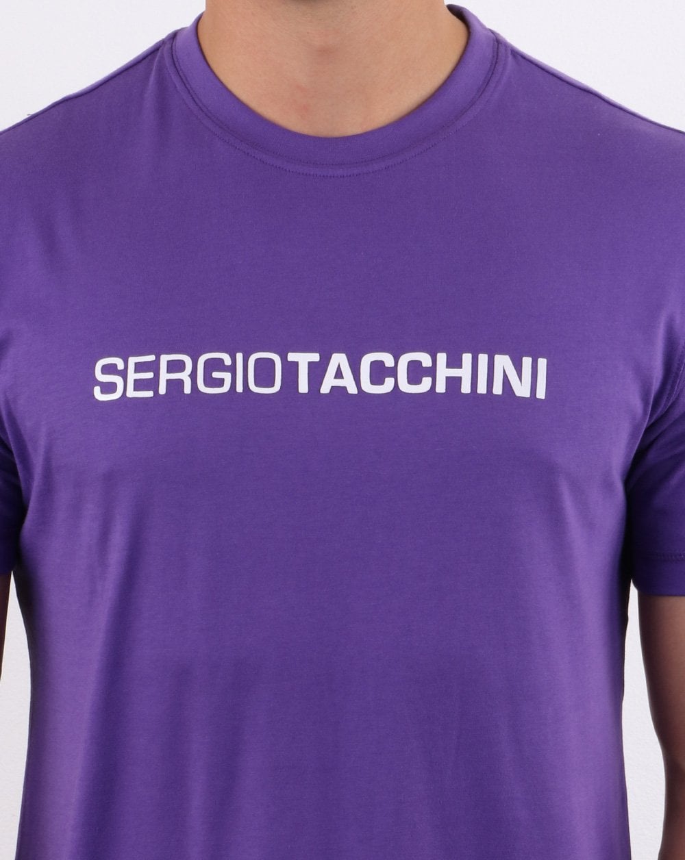 Sergio Tacchini Linear Logo T Shirt Purple/White
