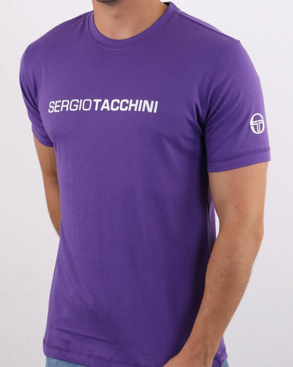 Sergio Tacchini Linear Logo T Shirt Purple/White