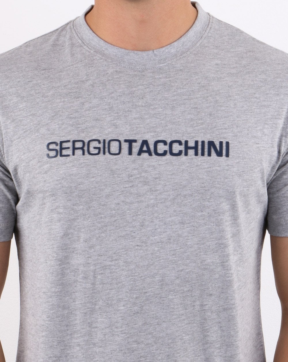 Sergio Tacchini Linear Logo T Shirt Grey Melange/Navy