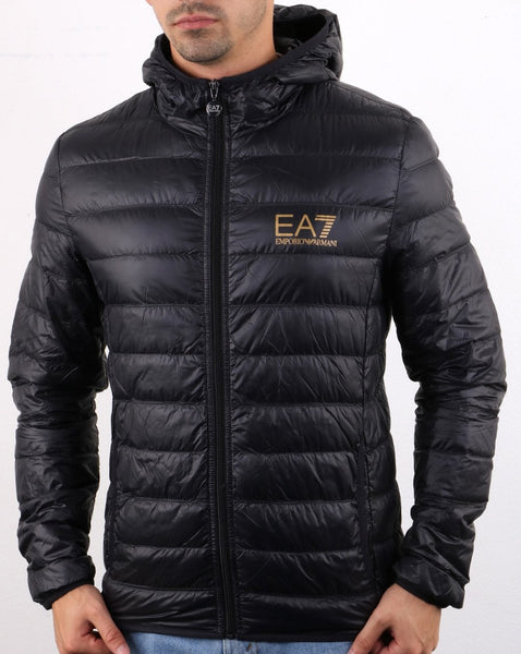 Emporio Armani EA7 Hooded Down Jacket Black/Gold