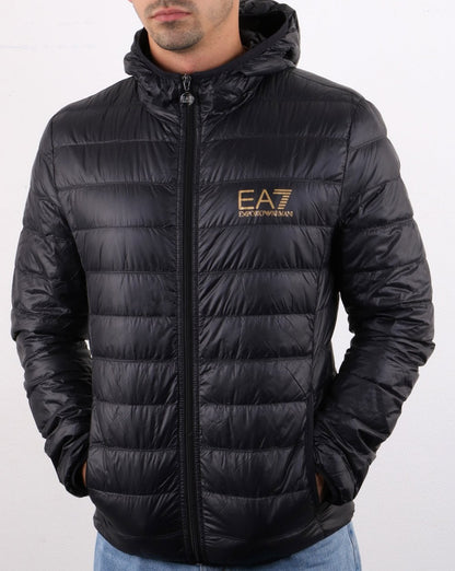 Emporio Armani EA7 Hooded Down Jacket Black/Gold