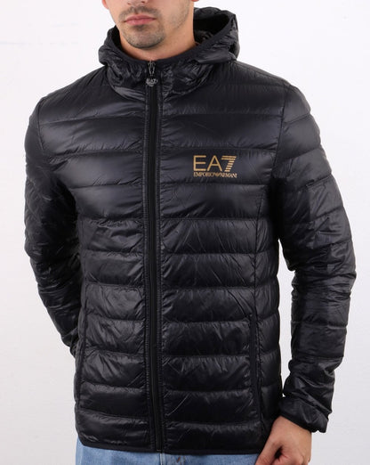Emporio Armani EA7 Hooded Down Jacket Black/Gold