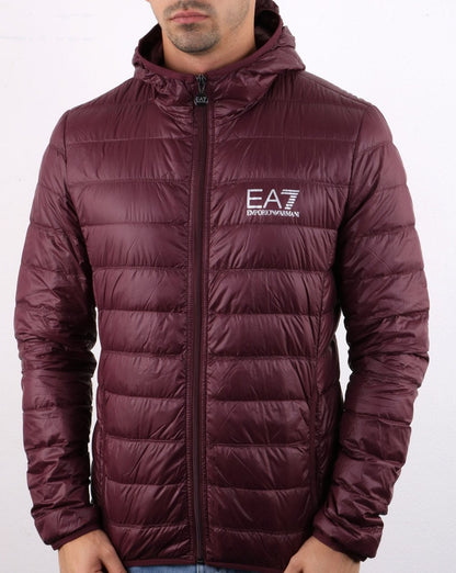 Emporio Armani EA7 Down Hooded Jacket Burgundy