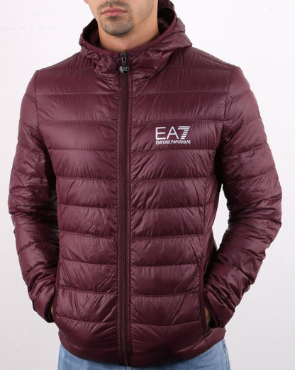 Emporio Armani EA7 Down Hooded Jacket Burgundy
