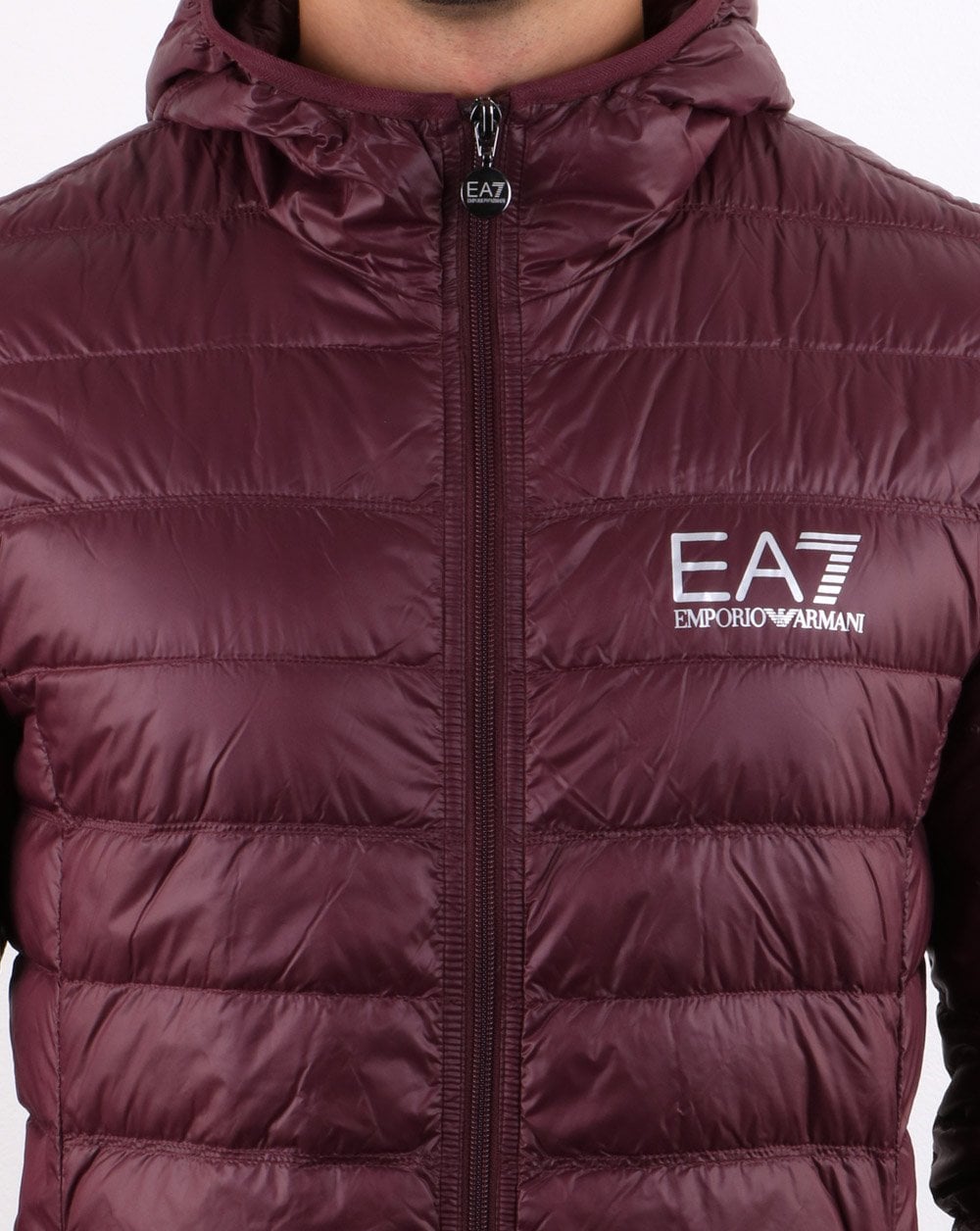 Emporio Armani EA7 Down Hooded Jacket Burgundy
