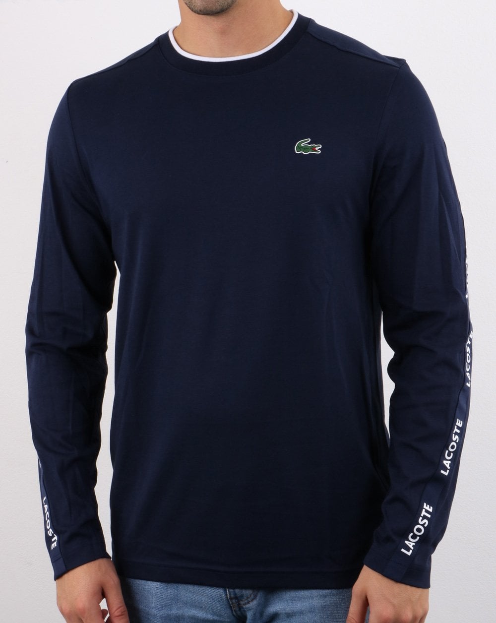 Lacoste Taping Long Sleeve T-shirt Navy/White