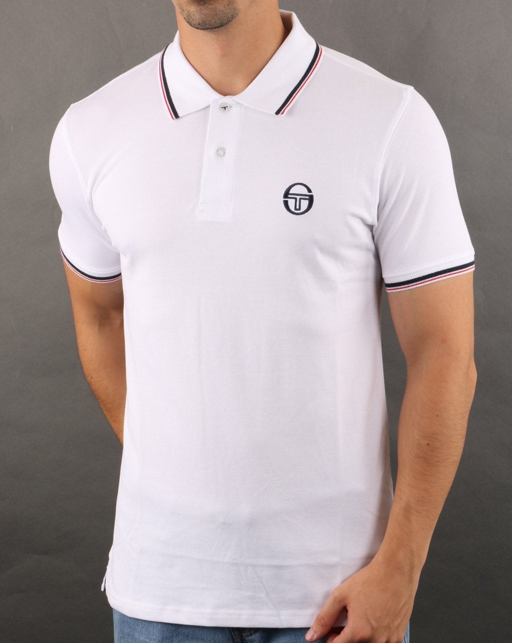 Sergio Tacchini Tipped Polo Shirt White/Navy