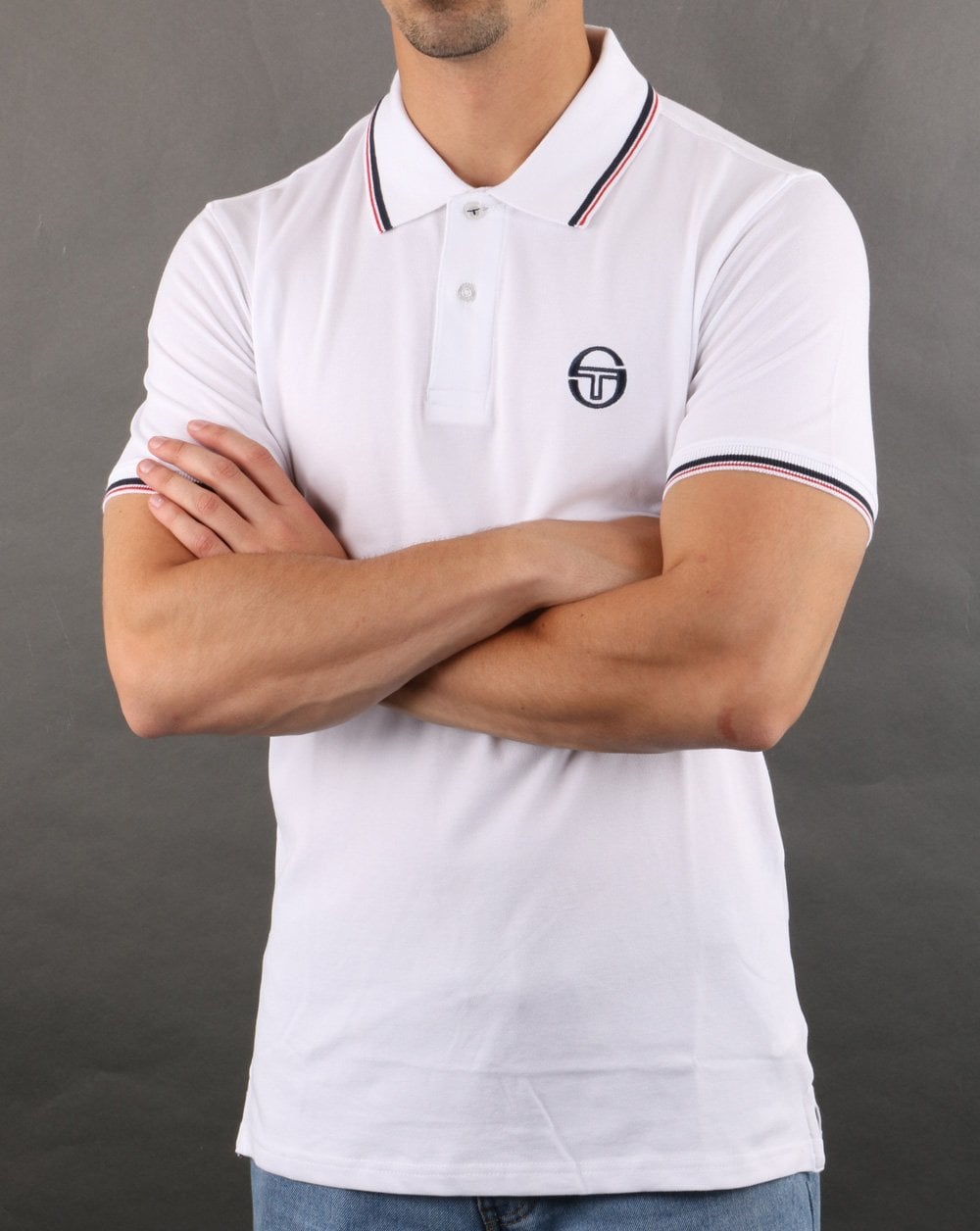 Sergio Tacchini Tipped Polo Shirt White/Navy