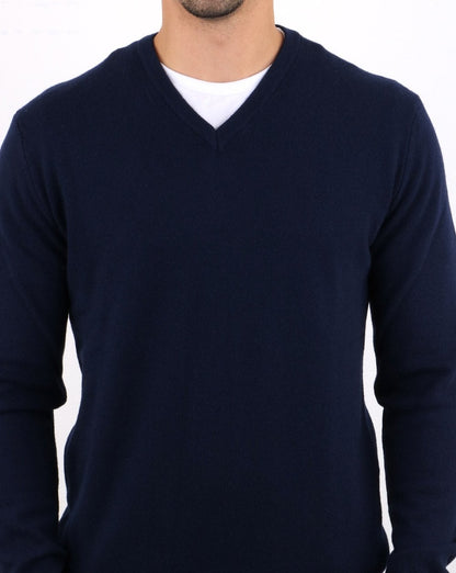 Benetton V-neck Merino Jumper Navy