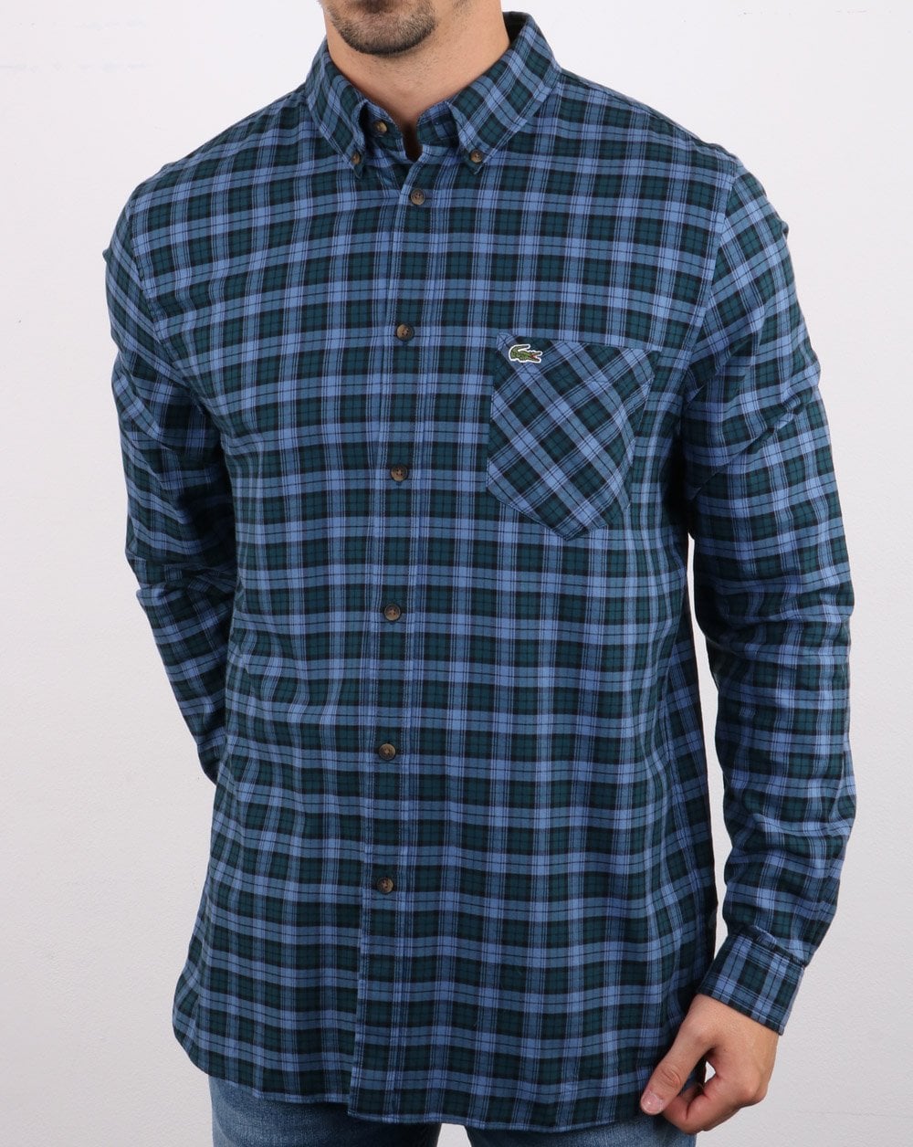 Lacoste Check Shirt in Navy and Blue