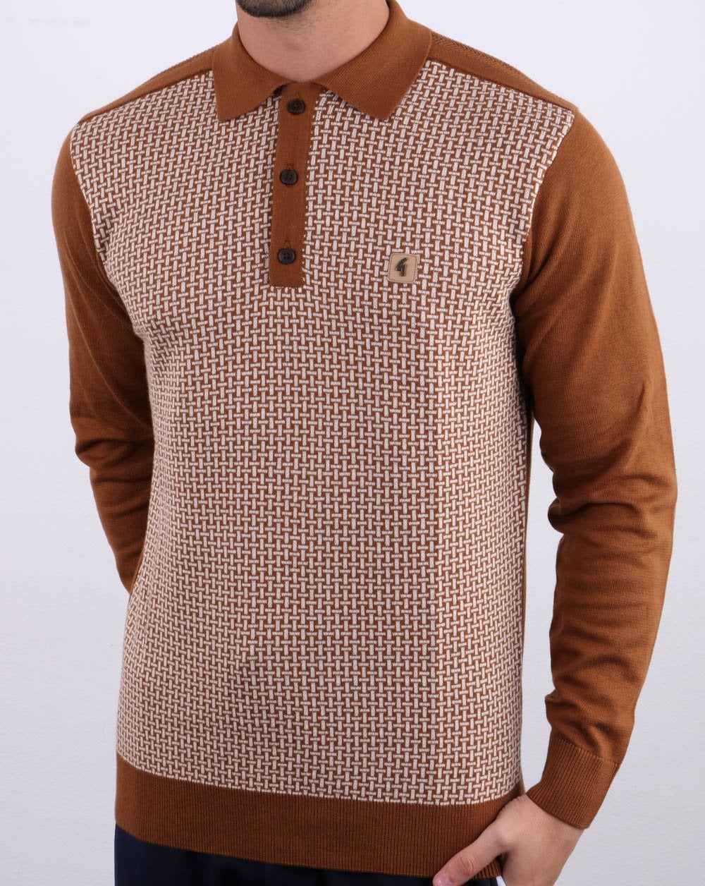Gabicci Vintage Weaver Polo Shirt Honeycomb