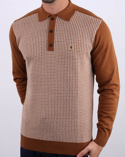 Gabicci Vintage Weaver Polo Shirt Honeycomb