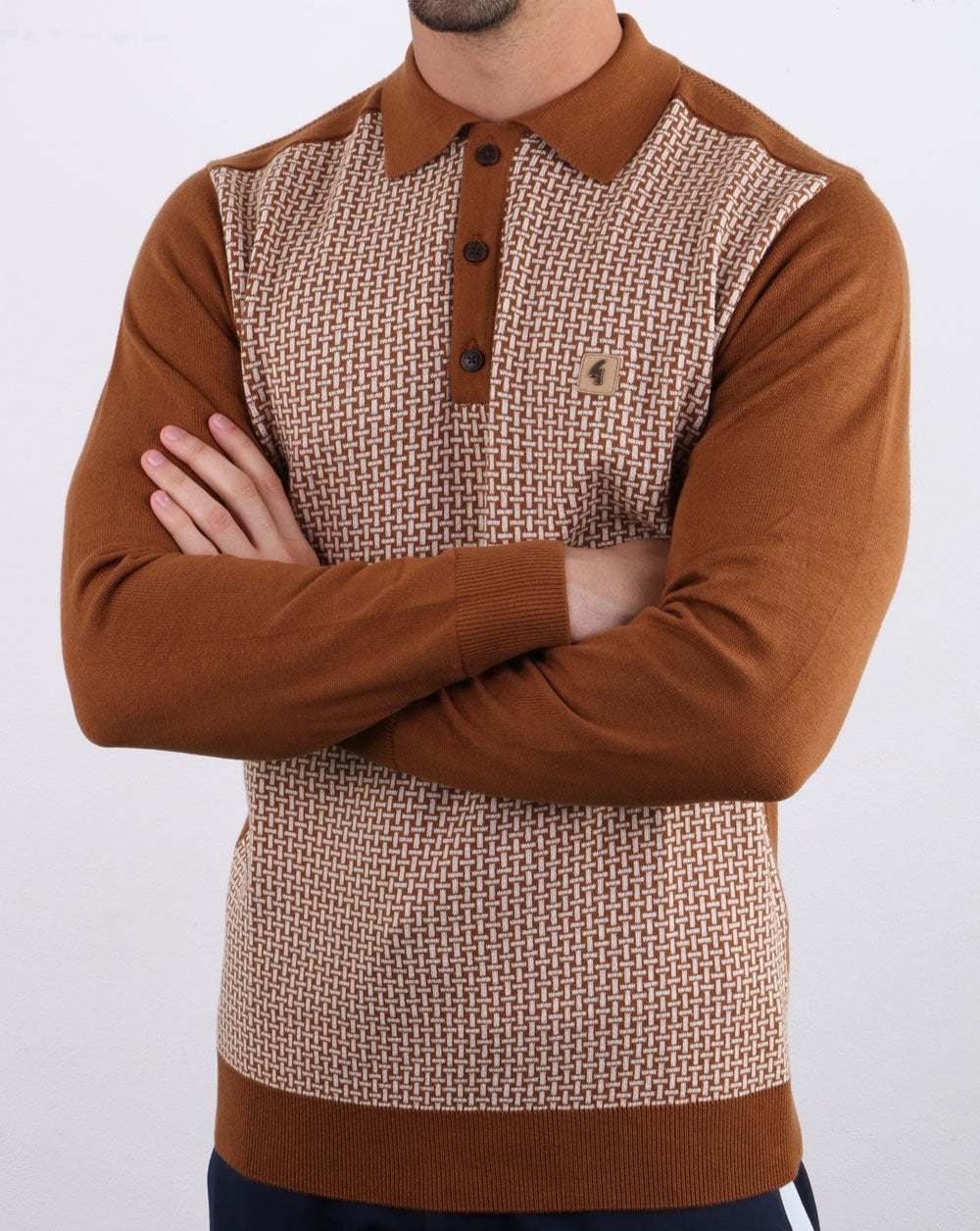 Gabicci Vintage Weaver Polo Shirt Honeycomb