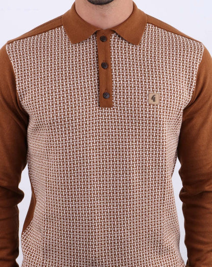 Gabicci Vintage Weaver Polo Shirt Honeycomb