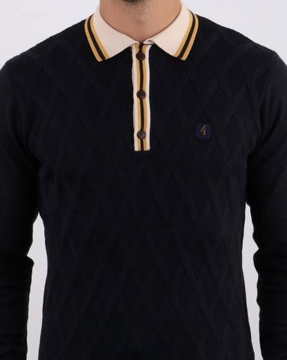 Gabicci Vintage Bretton knitted Polo Navy