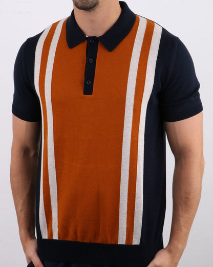 Ben Sherman Mod Stripe Knit Polo Dark Navy