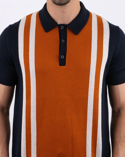 Ben Sherman Mod Stripe Knit Polo Dark Navy