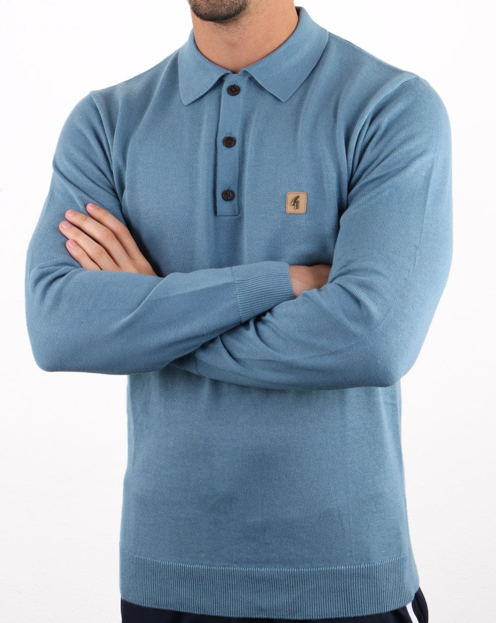 Gabicci Vintage Francesco Knitted Polo Shirt Cadet