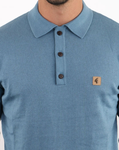 Gabicci Vintage Francesco Knitted Polo Shirt Cadet