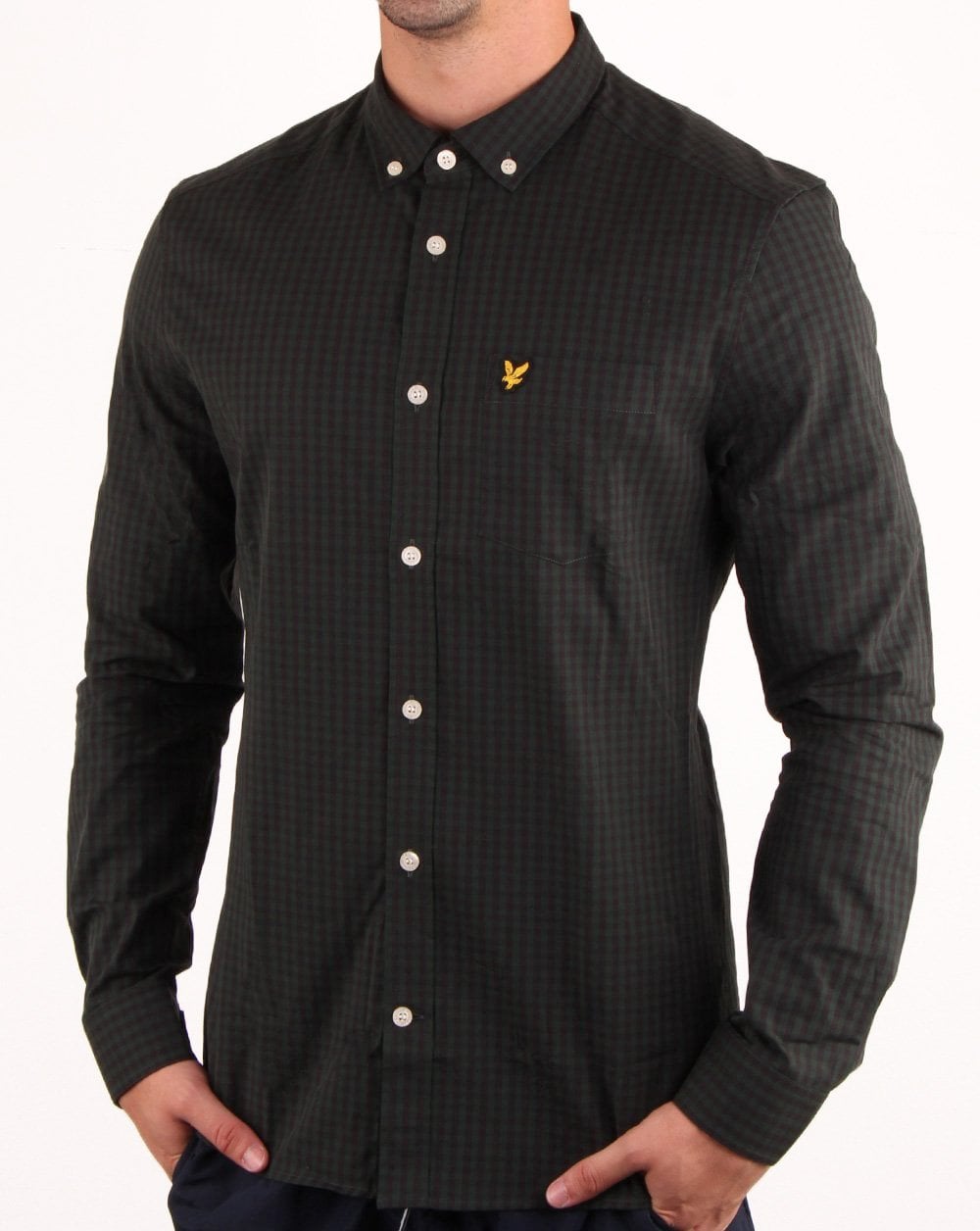 Lyle And Scott Gingham Check Shirt Black/Green