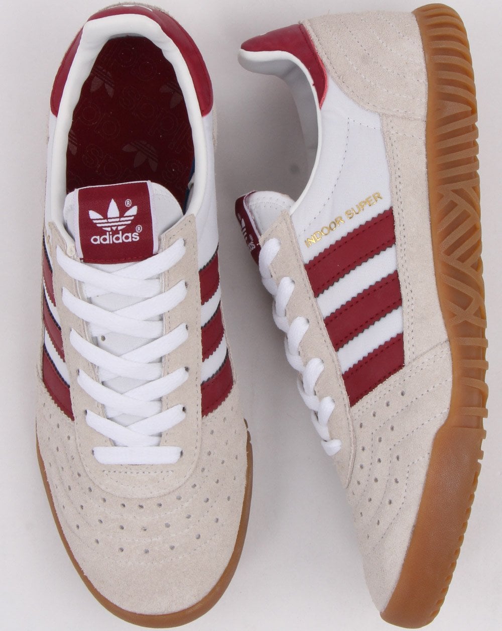 Adidas Indoor Super Trainers White/Burgundy