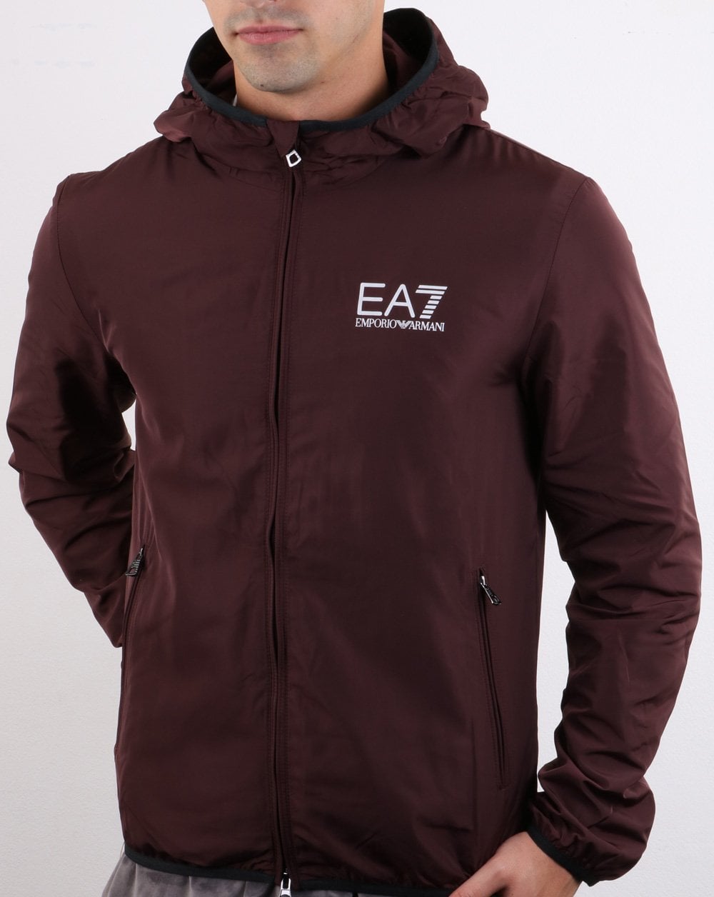 Emporio Armani EA7 Bomber Jacket Dark Burgundy