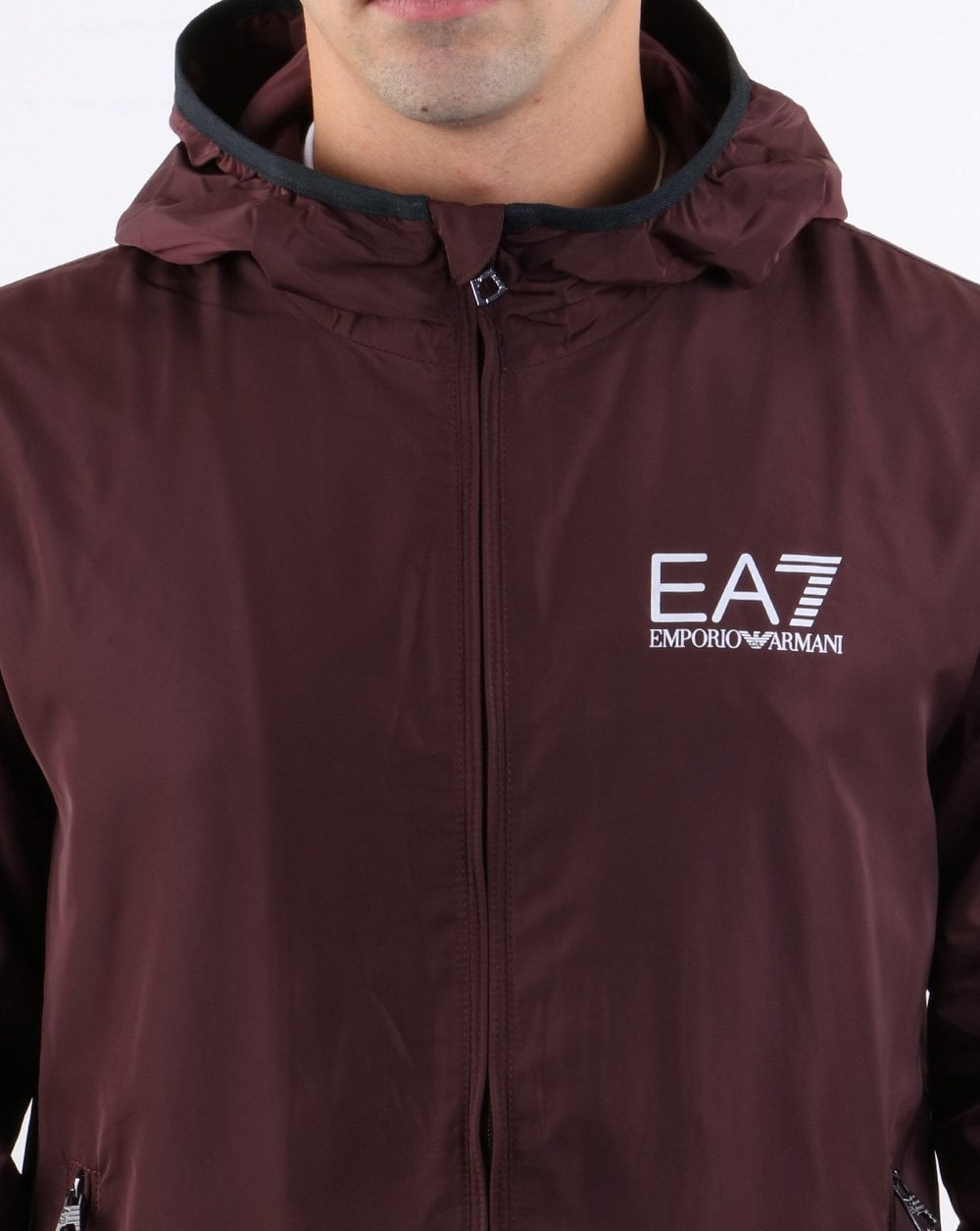 Emporio Armani EA7 Bomber Jacket Dark Burgundy