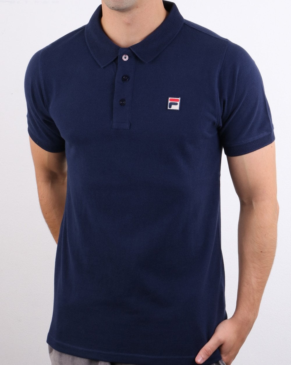 Fila Vintage F Logo Polo Shirt Navy