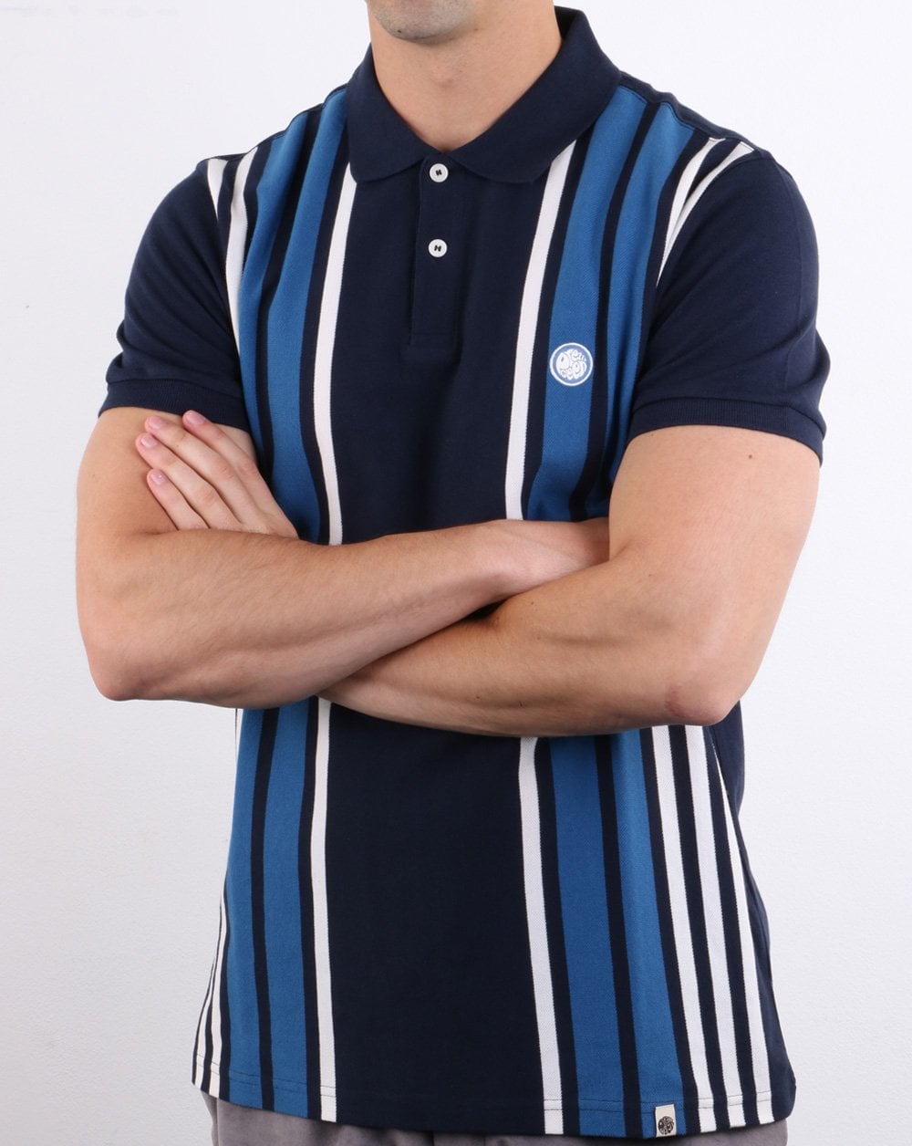 Pretty Green Contrast Panel Polo Shirt Navy