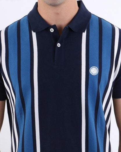 Pretty Green Contrast Panel Polo Shirt Navy