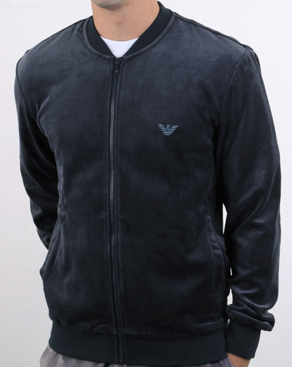 Emporio Armani Velour Track Top Navy