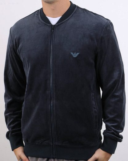 Emporio Armani Velour Track Top Navy