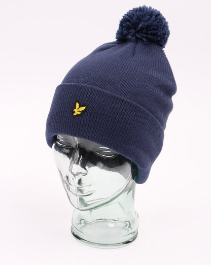 Lyle And Scott Bobble Hat Beanie Navy