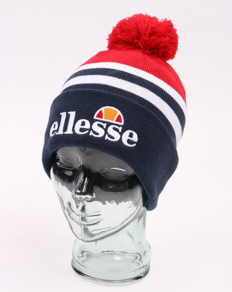 Ellesse Meddon Bobble Hat Beanie Red and Navy