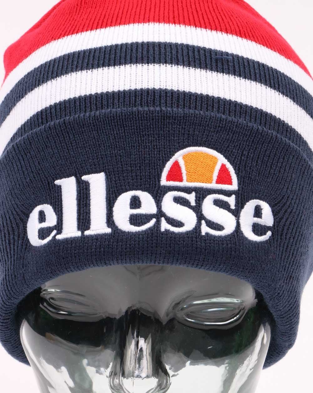 Ellesse Meddon Bobble Hat Beanie Red and Navy