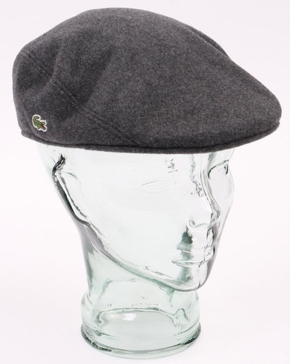 Lacoste Wool Broadcloth Flat Cap Dark Grey