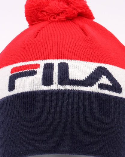 Fila Vintage Kato Jacquard Bobble Hat Beanie Navy