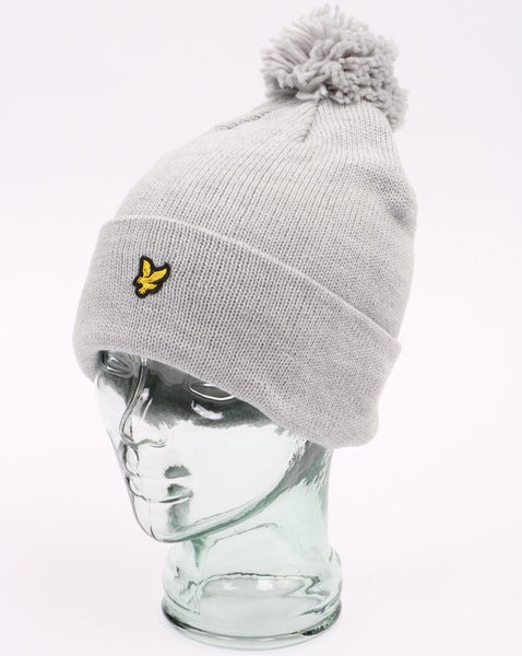 Lyle And Scott Bobble Hat Beanie Light Grey Marl