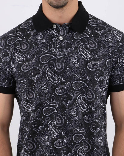 Pretty Green Westbrook Paisley Polo Shirt Black