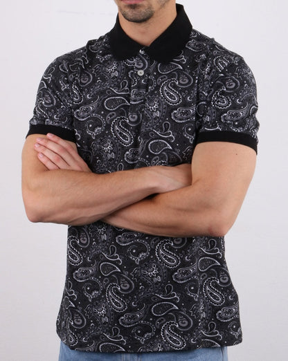 Pretty Green Westbrook Paisley Polo Shirt Black
