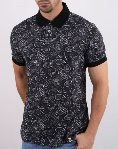 Pretty Green Westbrook Paisley Polo Shirt Black